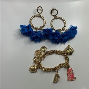 Lilly Pulitzer earrings & charm bracelet